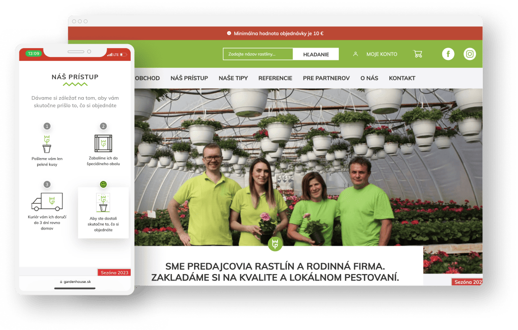 Gardenhouse.sk – e-shop na počítači aj mobile