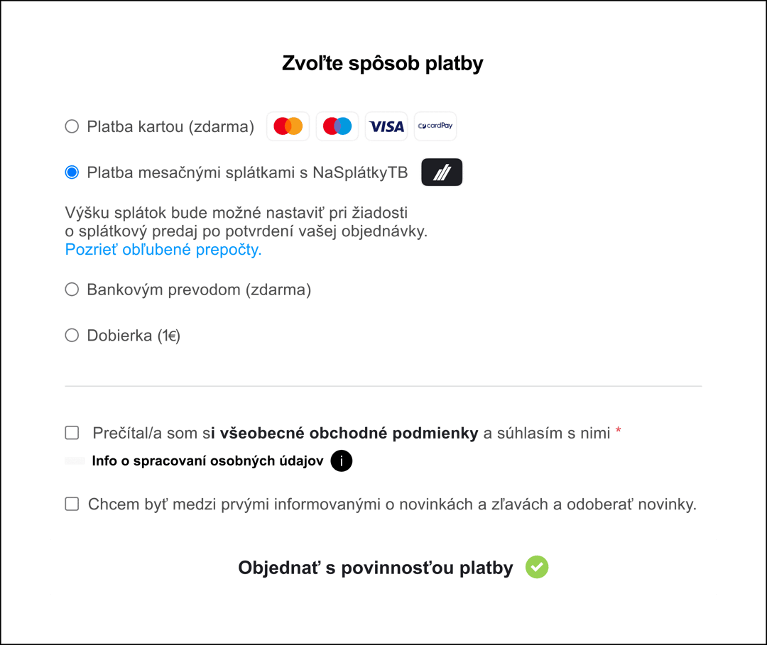 Tatra banka Na splátky – integrácia do WooCommerce e-shopu