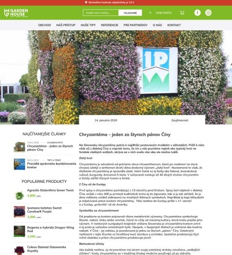 Gardenhouse.sk – správa obsahu a článkov v administrácii